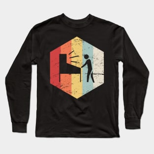 Retro Vintage Pinball Player Icon Long Sleeve T-Shirt